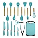 Set de 19 piese ustensile de bucatarie cu tocator si suport depozitare inclus VERDE-TURCOAZ Set de 19 piese ustensile de bucatarie cu tocator si suport depozitare inclus VERDE-TURCOAZ