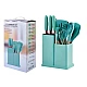 Set de 19 piese ustensile de bucatarie cu tocator si suport depozitare inclus VERDE-TURCOAZ Set de 19 piese ustensile de bucatarie cu tocator si suport depozitare inclus VERDE-TURCOAZ