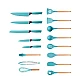 Set de 19 piese ustensile de bucatarie cu tocator si suport depozitare inclus VERDE-TURCOAZ Set de 19 piese ustensile de bucatarie cu tocator si suport depozitare inclus VERDE-TURCOAZ