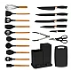 Set de 19 piese ustensile de bucatarie cu tocator si suport depozitare inclus NEGRE Set de 19 piese ustensile de bucatarie cu tocator si suport depozitare inclus NEGRE