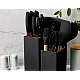 Set de 19 piese ustensile de bucatarie cu tocator si suport depozitare inclus NEGRE Set de 19 piese ustensile de bucatarie cu tocator si suport depozitare inclus NEGRE