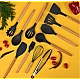 Set de 19 piese ustensile de bucatarie cu tocator si suport depozitare inclus NEGRE Set de 19 piese ustensile de bucatarie cu tocator si suport depozitare inclus NEGRE