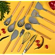 Set de 19 piese ustensile de bucatarie cu tocator si suport depozitare inclus GRI Set de 19 piese ustensile de bucatarie cu tocator si suport depozitare inclus GRI