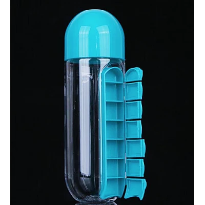 Sticla de apa cu organizator de pastile 600 ml Sticla de apa cu organizator de pastile 600 ml