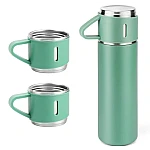 Set termos din inox cu 3 cesti 500ml sticla termoizolanta pentru bauturi fierbinti si reci VERDE