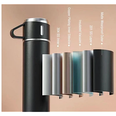 Set termos din inox cu 3 cesti 500ml sticla termoizolanta pentru bauturi fierbinti si reci ALBASTRU Set termos din inox cu 3 cesti 500ml sticla termoizolanta pentru bauturi fierbinti si reci ALBASTRU