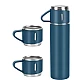 Set termos din inox cu 3 cesti 500ml sticla termoizolanta pentru bauturi fierbinti si reci ALBASTRU Set termos din inox cu 3 cesti 500ml sticla termoizolanta pentru bauturi fierbinti si reci ALBASTRU