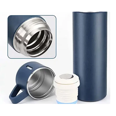 Set termos din inox cu 3 cesti 500ml sticla termoizolanta pentru bauturi fierbinti si reci ALBASTRU Set termos din inox cu 3 cesti 500ml sticla termoizolanta pentru bauturi fierbinti si reci ALBASTRU