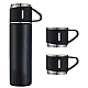 Set termos din inox cu 3 cesti 500ml sticla termoizolanta pentru bauturi fierbinti si reci NEGRU Set termos din inox cu 3 cesti 500ml sticla termoizolanta pentru bauturi fierbinti si reci NEGRU