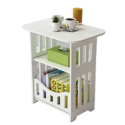 Noptiera alba decorativa din PVC 2 polite 45cm