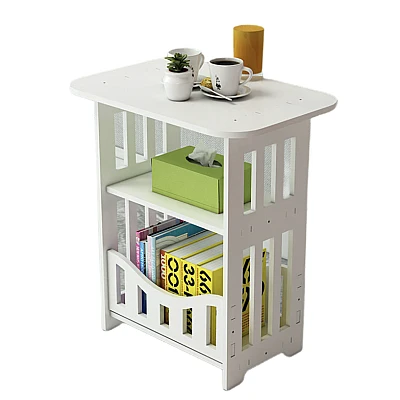 Noptiera alba decorativa din PVC 2 polite 45cm Noptiera alba decorativa din PVC 2 polite 45cm