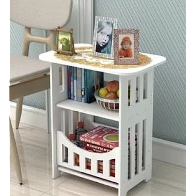 Noptiera alba decorativa din PVC 2 polite 45cm Noptiera alba decorativa din PVC 2 polite 45cm