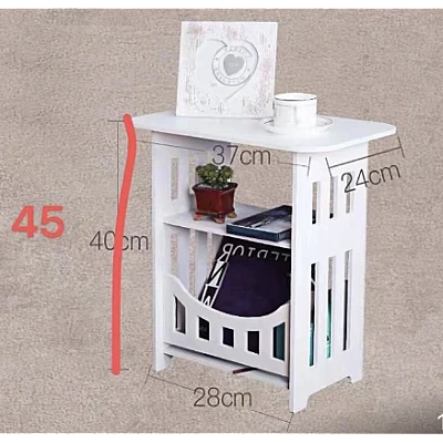 Noptiera alba decorativa din PVC 2 polite 45cm Noptiera alba decorativa din PVC 2 polite 45cm