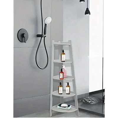 Raft de Colt din PVC cu 5 etajere pentru camera baie sau bucatarie 106x30x30cm Alb Raft de Colt din PVC cu 5 etajere pentru camera baie sau bucatarie 106x30x30cm Alb