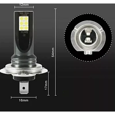 Set 2 Becuri auto LED H7 cu 12 LED SMD 12/24V putere 120W/set 6600lm