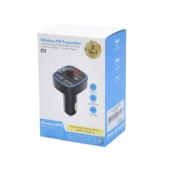 Modulator auto Q1 FM cu bluetooth 2 iesiri USB Negru Modulator auto Q1 FM cu bluetooth 2 iesiri USB Negru