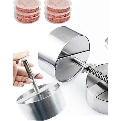 Presa De Burger Reglabila diametru 10.2 cm din otel inoxidabil Presa De Burger Reglabila diametru 10.2 cm din otel inoxidabil