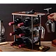 Suport pentru 6 sticle vin si 2 pahare din otel si lemn Suport pentru 6 sticle vin si 2 pahare din otel si lemn