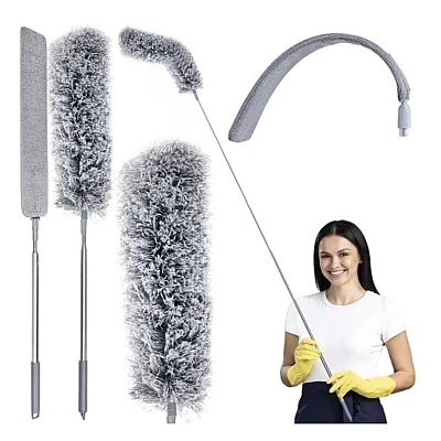Pamatuf pentru praf cu coada telescopica pentru zone greu accesibile 3 piese
