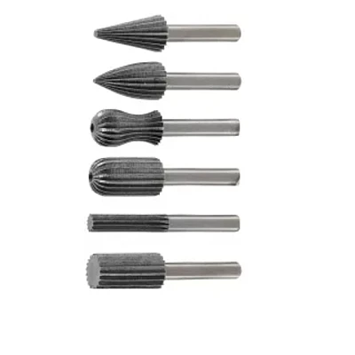 Set de 6 freze pentru metal diferite modele coada de 6mm Set de 6 freze pentru metal diferite modele coada de 6mm