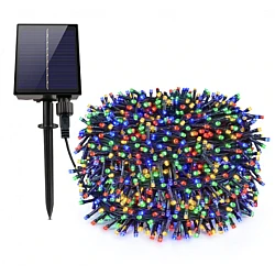 Instalatie solara 500 LED de 50 metri cu telecomanda pentru exterior MULTICOLOR HS