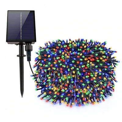 Instalatie solara 500 LED de 50 metri cu telecomanda pentru exterior MULTICOLOR HS Instalatie solara 500 LED de 50 metri cu telecomanda pentru exterior MULTICOLOR HS