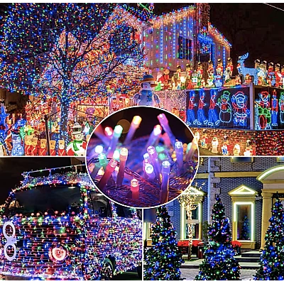 Instalatie solara 500 LED de 50 metri cu telecomanda pentru exterior MULTICOLOR HS Instalatie solara 500 LED de 50 metri cu telecomanda pentru exterior MULTICOLOR HS