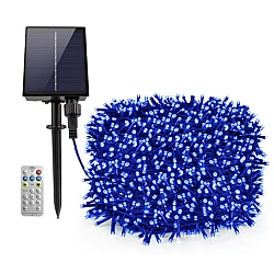 Instalatie solara 1000 LED de 100 metri cu telecomanda pentru exterior ALBASTRA HS