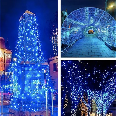 Instalatie solara 1000 LED de 100 metri cu telecomanda pentru exterior ALBASTRA HS Instalatie solara 1000 LED de 100 metri cu telecomanda pentru exterior ALBASTRA HS