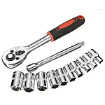 RIB chei tubulare 12 piese 1/4 cu cheie clichet otel crom vanadiu 4-13 mm