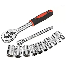 RIB chei tubulare 12 piese 1/4 cu cheie clichet otel crom vanadiu 4-13 mm