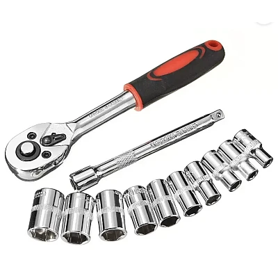 RIB chei tubulare 12 piese 1/4 cu cheie clichet otel crom vanadiu 4-13 mm RIB chei tubulare 12 piese 1/4 cu cheie clichet otel crom vanadiu 4-13 mm