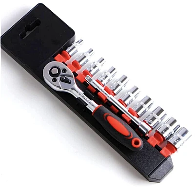 RIB chei tubulare 12 piese 1/4 cu cheie clichet otel crom vanadiu 4-13 mm RIB chei tubulare 12 piese 1/4 cu cheie clichet otel crom vanadiu 4-13 mm