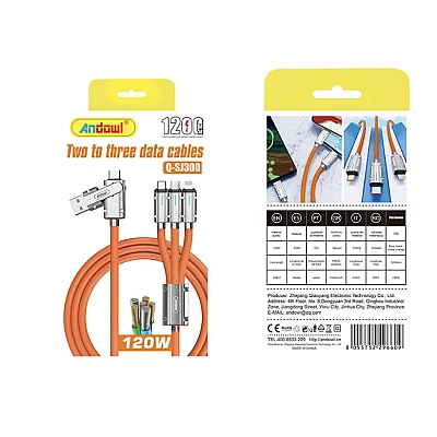 Cablu de date / Cablu de incarcare 120W Q SJ300 USB / TypeC la iOS / TypeC / Micro Cablu de date / Cablu de incarcare 120W Q SJ300 USB / TypeC la iOS / TypeC / Micro