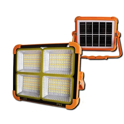 Proiector LED cu panou solar putere 500W portocaliu Proiector LED cu panou solar putere 500W portocaliu