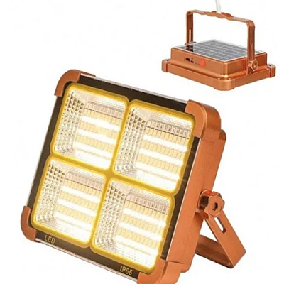Proiector LED cu panou solar putere 500W portocaliu Proiector LED cu panou solar putere 500W portocaliu