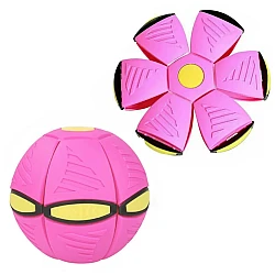 Minge Zburatoare Transformabila in Disc Frisbee 2 moduri de joaca 23 cm ROZ