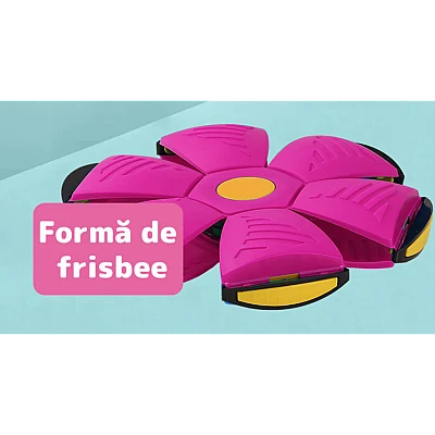 Minge Zburatoare Transformabila in Disc Frisbee 2 moduri de joaca 23 cm ROZ Minge Zburatoare Transformabila in Disc Frisbee 2 moduri de joaca 23 cm ROZ