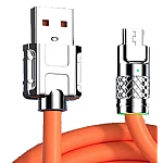 Cablu de date USB cu USB A 120W 6A 1m Portocaliu capete Metalice MicroUSB