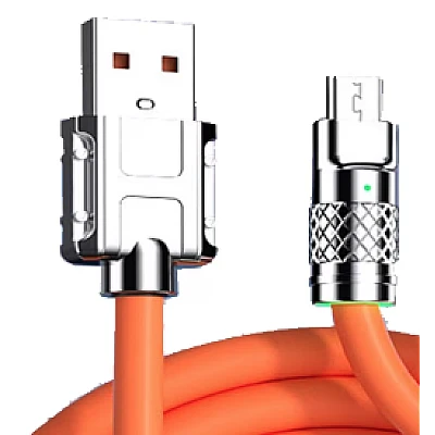 Cablu de date USB cu USB A 120W 6A 1m Portocaliu capete Metalice MicroUSB