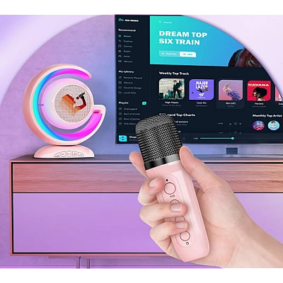 Boxa karaoke cu 2 microfoane wireless Bluetooth USB MI Boxa karaoke cu 2 microfoane wireless Bluetooth USB MI