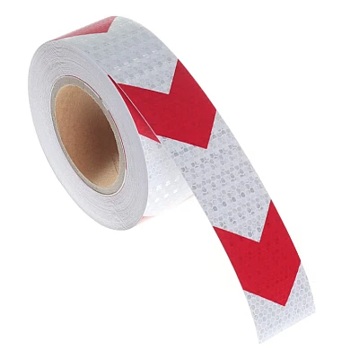 Banda reflectorizanta ALBA cu sageata ROSIE tip fagure rola 25m x 5 cm Banda reflectorizanta ALBA cu sageata ROSIE tip fagure rola 25m x 5 cm