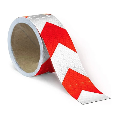Banda reflectorizanta ALBA cu sageata ROSIE tip fagure rola 25m x 5 cm Banda reflectorizanta ALBA cu sageata ROSIE tip fagure rola 25m x 5 cm