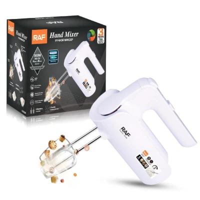 Mixer electric de mana 800W 3 trepte viteze si 2 accesorii pentru batut si framantat ALB