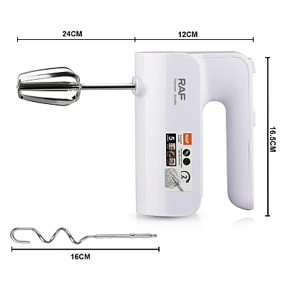 Mixer electric de mana 800W 3 trepte viteze si 2 accesorii pentru batut si framantat ALB Mixer electric de mana 800W 3 trepte viteze si 2 accesorii pentru batut si framantat ALB