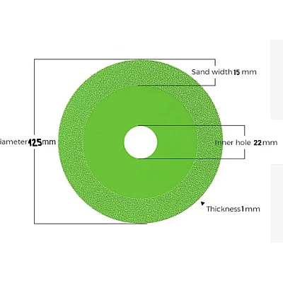 Disc diamantat LASERLINE pentru flex de taiat sticla si cristal 125mm VERDE