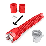 Cheie multifunctionala rosie pentru instalatii sanitare 3 capete interschimbabile