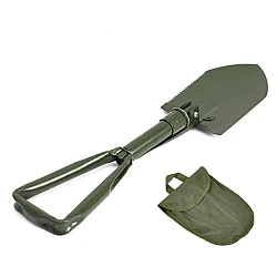 Lopata militara pliabila pentru camping verde cu husa
