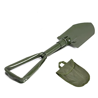 Lopata militara pliabila pentru camping verde cu husa Lopata militara pliabila pentru camping verde cu husa