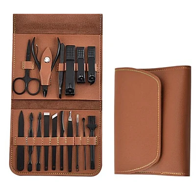 Set 16 piese MANICHIURA profesionala otel negru mat BASE Set 16 piese MANICHIURA profesionala otel negru mat BASE
